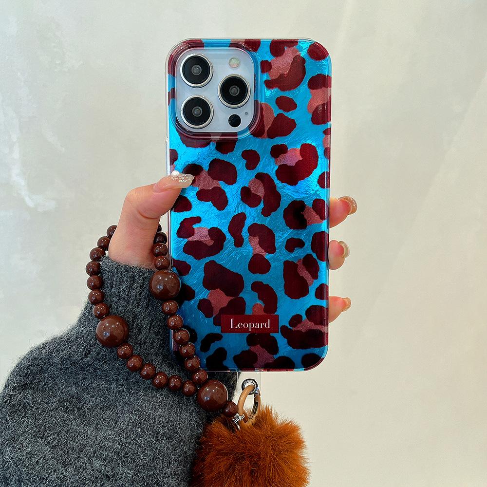 Applicable To Apple 16promax Leopard Polka Dot Phone Case IPhone 13 Bracelet New Style Lanyard Protection Case