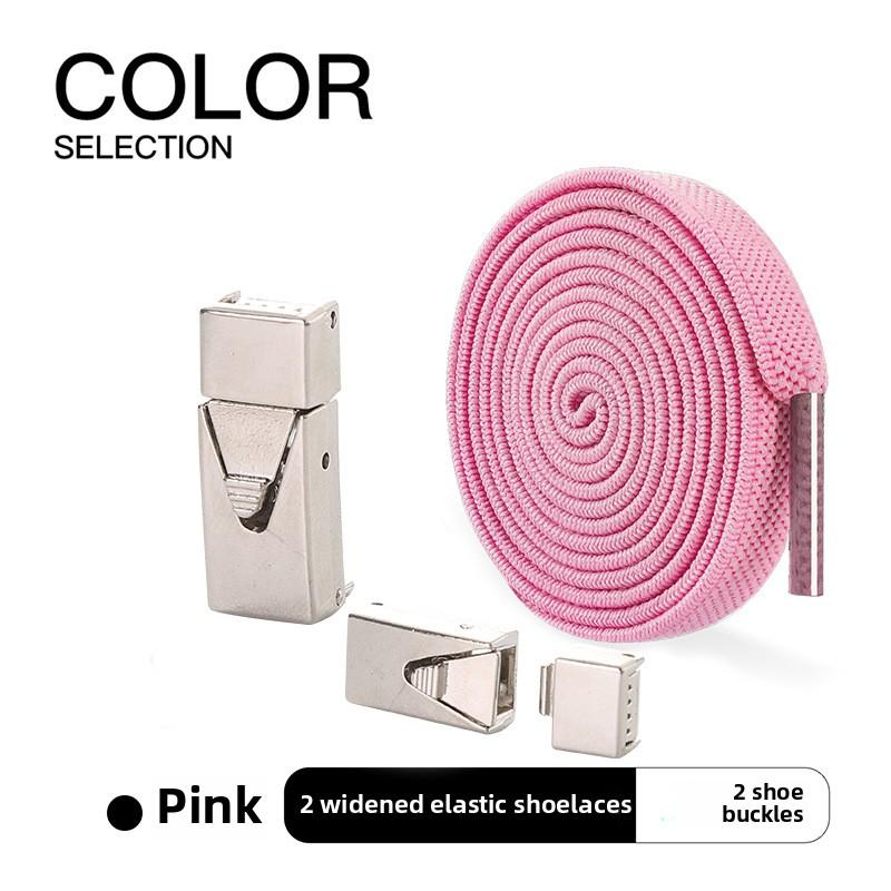 1pairs Wide Elastic Flat Straps with Metal Press Buckles - No Need To Tie Lazy Shoelaces, Lightweight Elastic Shoelaces Suitable for Sports Shoes