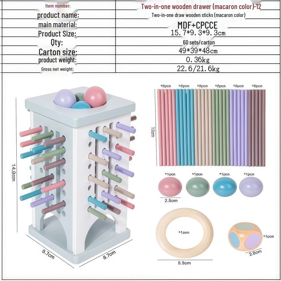

Montessori Colorful Math Dice & Stick Game for Kids: Parent-Child Educational Toy