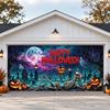327. Halloween Garage Door Banner, 7x16 FT Large Happy Halloween Backdrop, Skeleto...