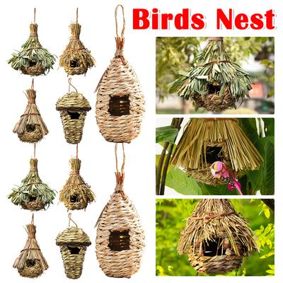 Grass Bird House Ventilated Weaved Hanging Parrot Nest Houses Comfortable Resting Place Birdhouse Outdoor Decoration