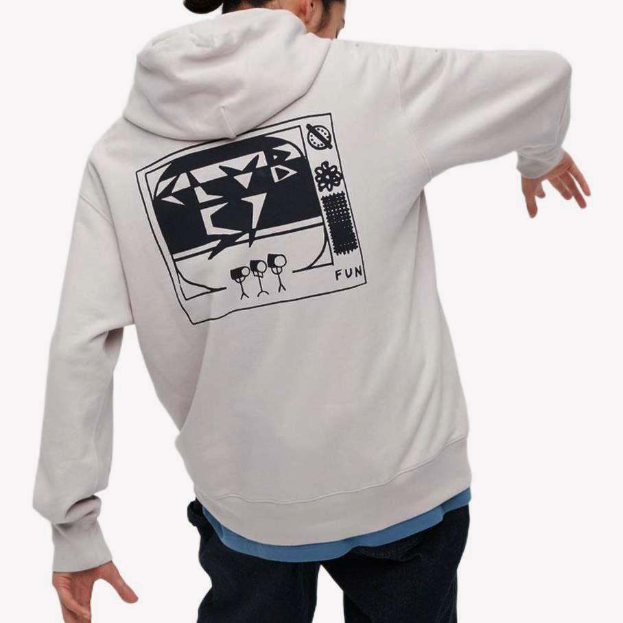 UNIQLO Graphic Print Loose Fit Hooded Casual Long Sleeve Sweatshirt Unisex sweatshirt Light-Gray 455814-02