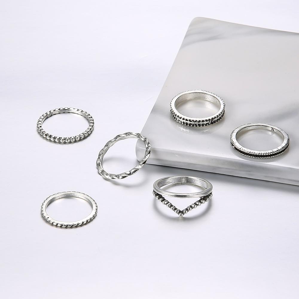 Wind Simple Plain Ring, Personalized And Creative Cold Wind 6-Piece Ring Ring Ring