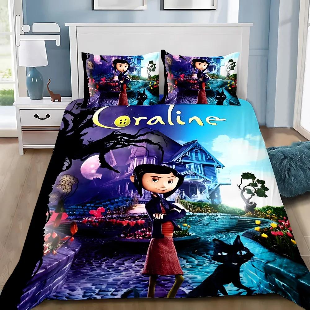 Exquisite Coraline Wallpaper Anime Digital Printing Bedding Set Duvet Cover Comforter Bed Youth Kids Girl Boys Gift