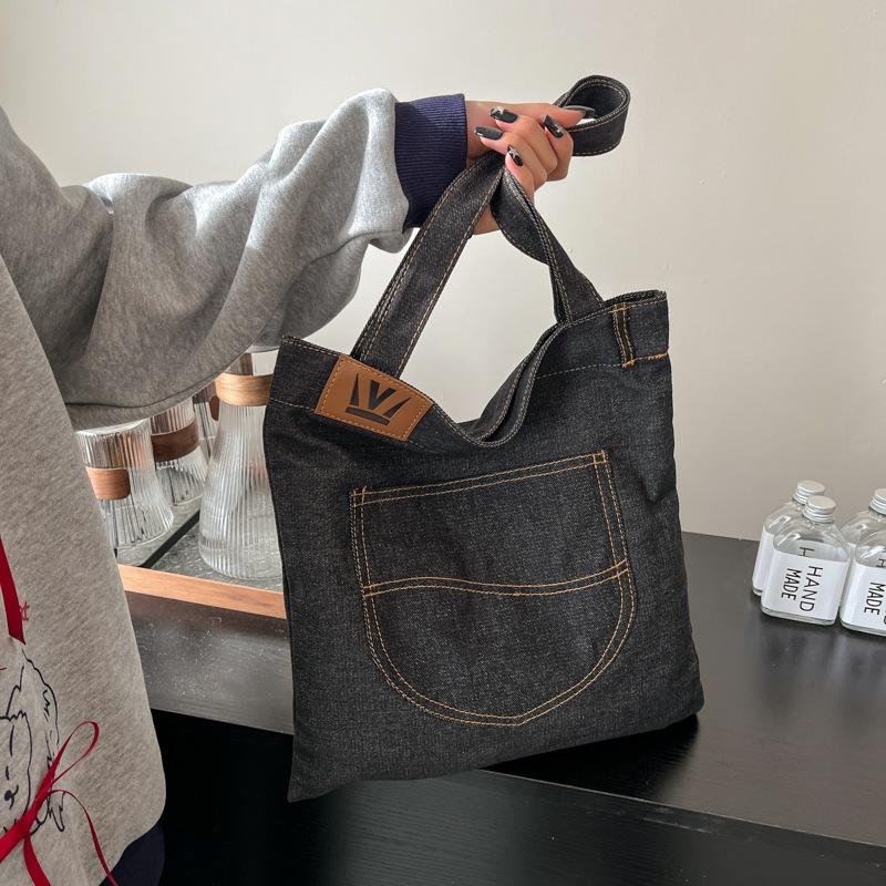 Сумка через плечо в стиле ретро-джинс, сумка большой вместимости для поездок на работу, сумка для покупок, летняя пляжная сумка, сумка подмышкой чёрный