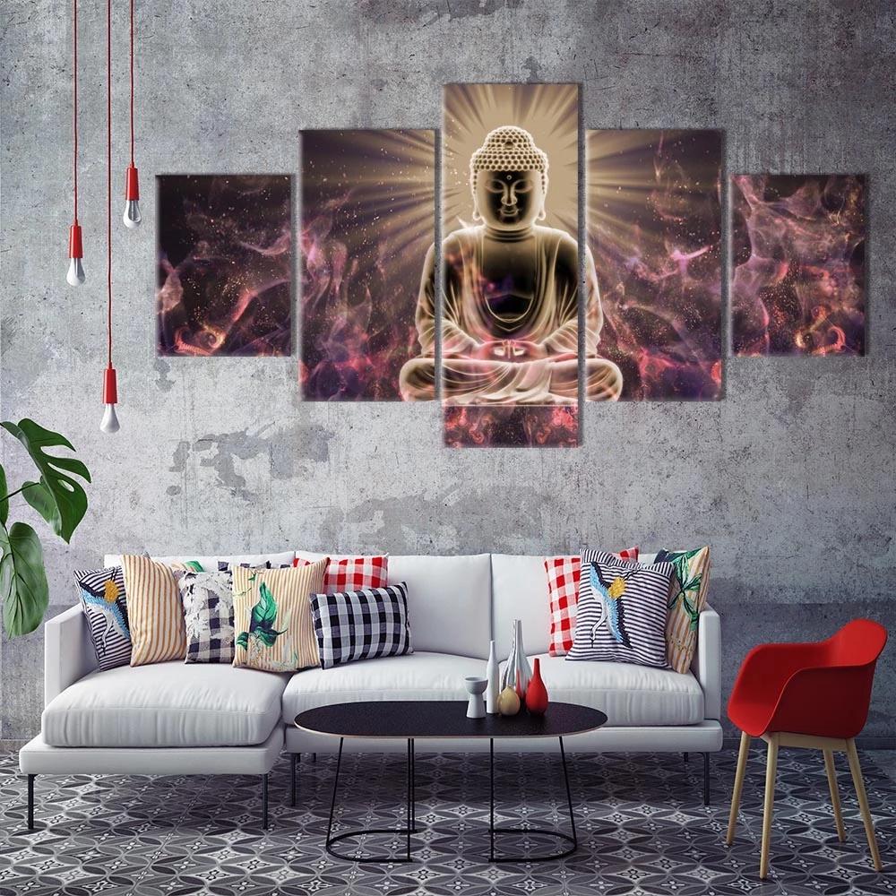HD Print Modular 5 PiecesBuddhism Meditation Posters Canvas Painting Art Modern Home Decor for Living Room Wall Picture No Frame