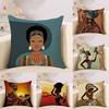 Decorative Tribal African Women Lifestyle Cushion Cover Stylish Linen Pillow Case For Unique Home Decor