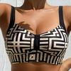 Women's swimsuit, patchwork swimsuit, deep V-neck, two-piece swimsuit, mesh sports swimsuit