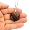 Crystal Gemstone Hexagram Black Yorite Pendant Necklace Cut Polyhedron Pendant N532