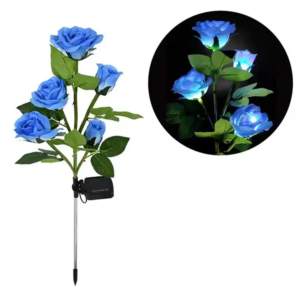 High Quality Solar 5-head Rose Lamp for Outdoor Garden, Courtyard, Lawn Floor Decoration, Waterproof Landscape Light