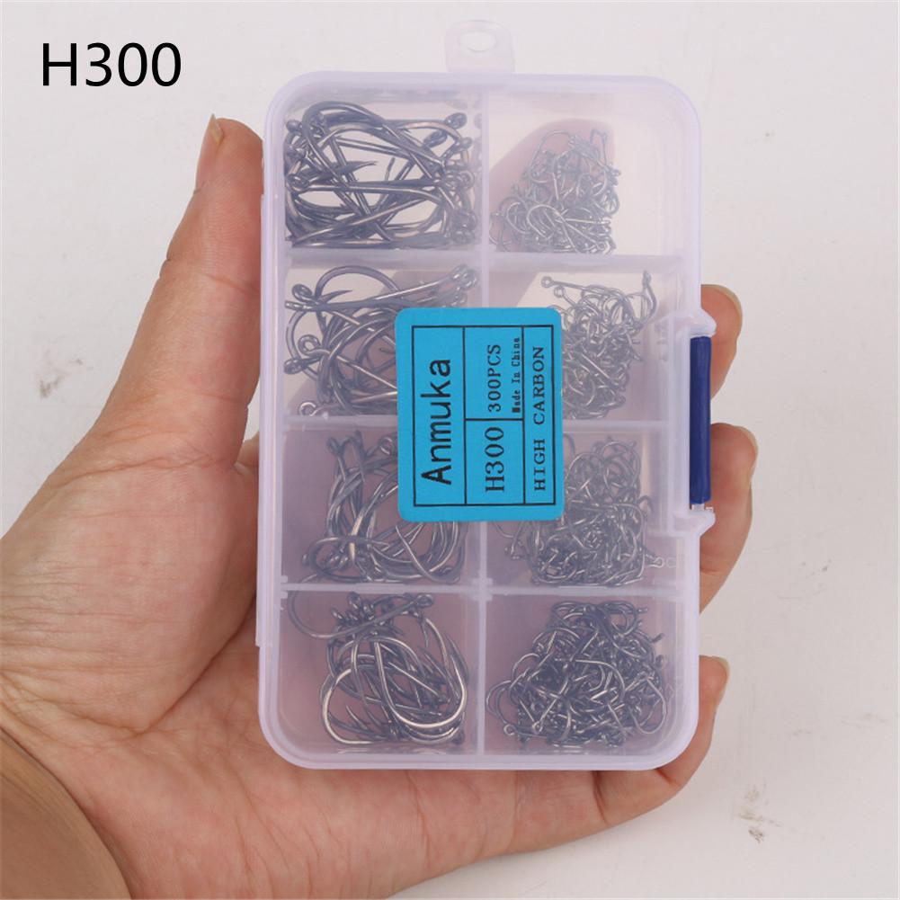 300Pcs/Box ISEAMA Fish Hooks3-16# High Carbon Steel with Circle Hook Mixed