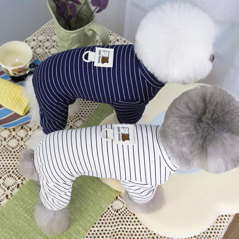 Stretch striped pet than bear teddy dog clothes spring and summer thin four-legged loungewear