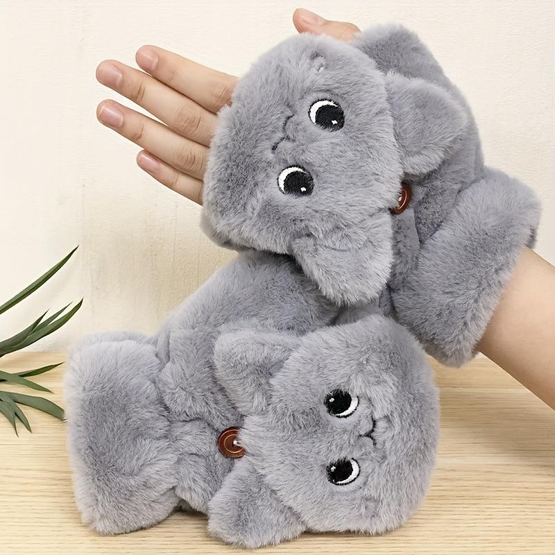1PAIR  Winter Plush Gloves, Perfect Christmas Gift Thick Insulation Cute Fashion Multipurpose
