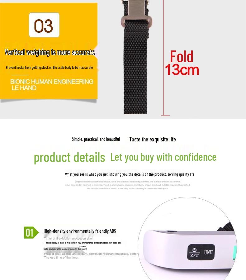 50KG Portable Electronic Luggage Scale with Hook and Thick Handle