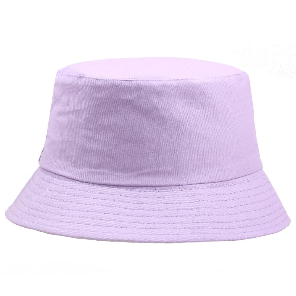 Hwcap Pure Cotton Solid Color Fisherman Hat With Embroidered Logo, Portable Bucket Hat For Sun Protection