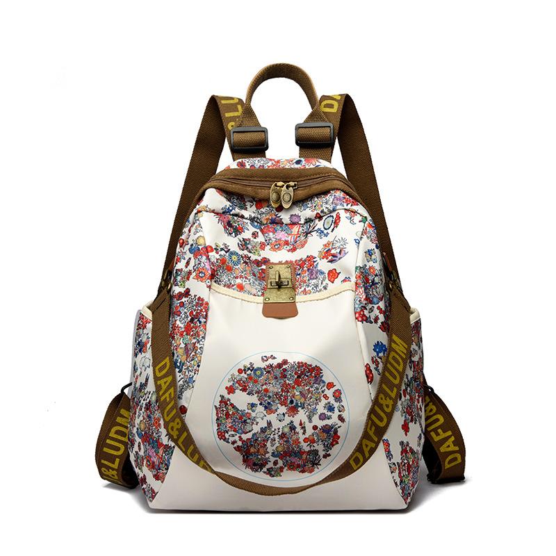 Schoolbag1011 New Export Women's Print Multi-functional Backpack Women's Bag Jixiang Casual Schoolbag Versatile Backpack