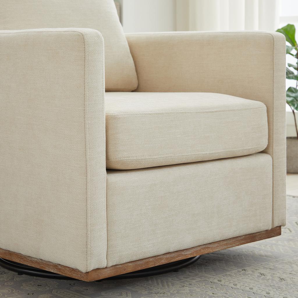 Four-Sided Upholstered Swivel Accent Chair, 360 degrees Club Chair & Lounge Chair with Armrests for Living Room, Bedroom, Apartment & Children's Room
