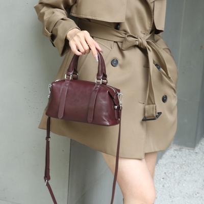 Women's Handbag for Work Commute Women's Bag Genuine Leather Crossbody Bag with Vegetable Tanned Topcoat Cowhide Vintage Shoulder Boston Bag