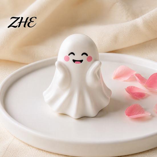 Thanksgiving Gift for Friends Halloween Cute Ghost Figurine, Mini Cartoon Statue, Little Spooky Tiered Tray Ornament Desktop Home Table Decor Figurine