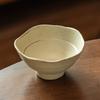 Coarse Pottery Petal Edge Ceramic Bowl Household Rice Bowl Retro Style Tableware Bowl Commercial Tall Bowl