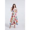 Summer Women Elegant Spaghetti Strap Print Flower Long Maxi Ankle Length Party Dresses