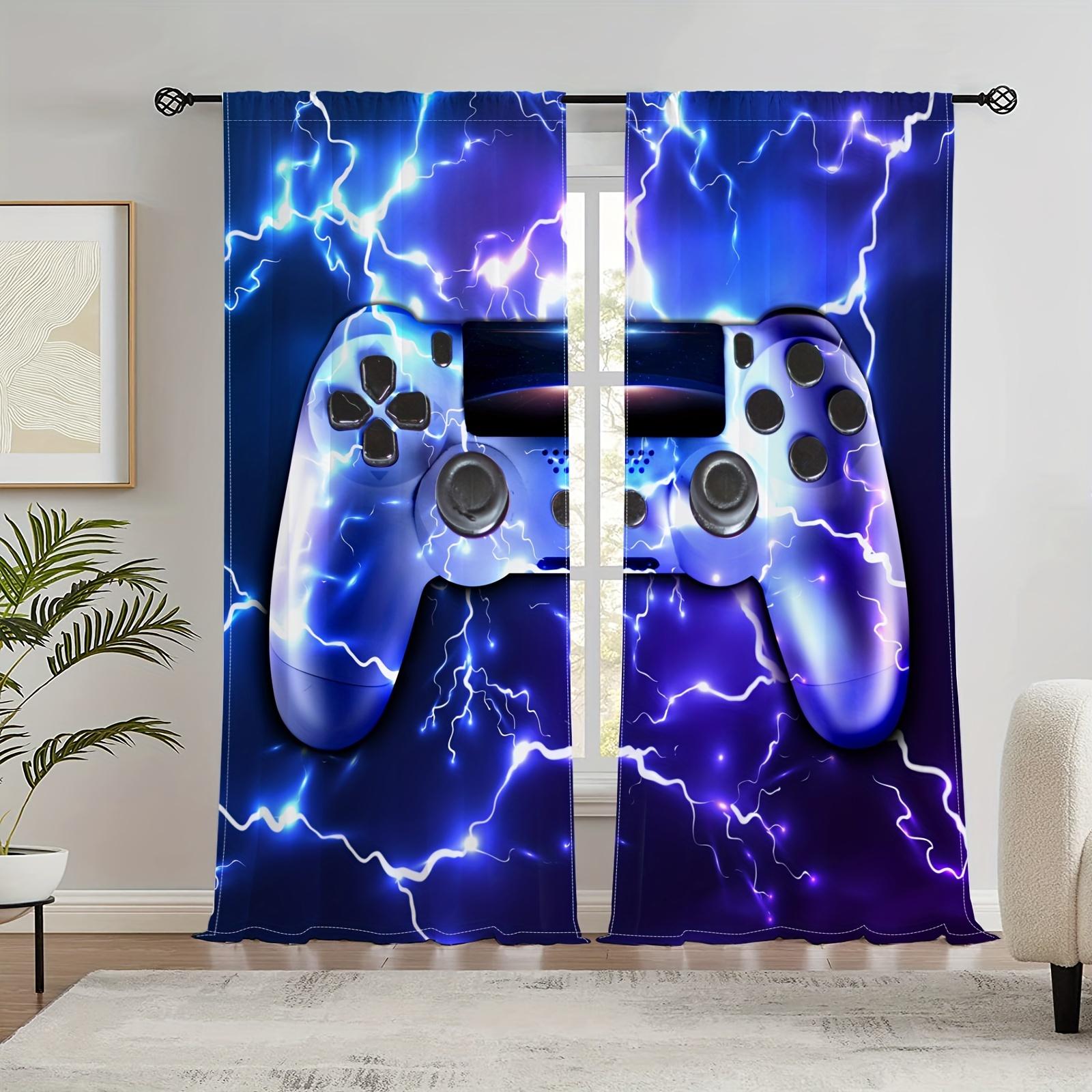Gaming Gordijnen Vitrages Kinderkamer Gamer Videogames Gordijn Set voor Jongens Moderne Game Controller Stof Gordijn Groen Gamer 2 Stuks 100W160H(CM)40x63in&Grommet Top