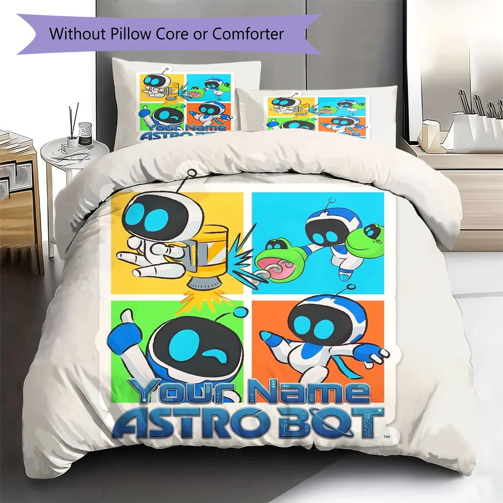 ASTRO BOT Custom Name Pattern Bedding,Quilt Set Quilt Cover Pillowcase Home Birthday Gift(1 * Duvet Cover + 2 * Pillowcase, Without Core)