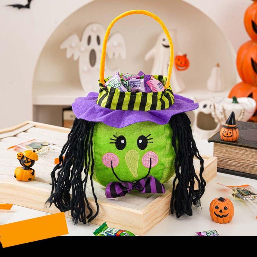 Gifts Pouch Halloween Candy Bag Cloth Stuffed Cotton Tote Bags Funny Pumpkin Candy Bucket  Gift