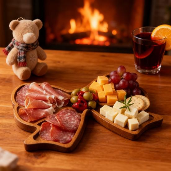 Dřevěný podnos na svačinu Design mašle Prkénko na charcuterie Víceúčelový servírovací tác na bonbóny sušenky ovoce párty bar párty potřeby