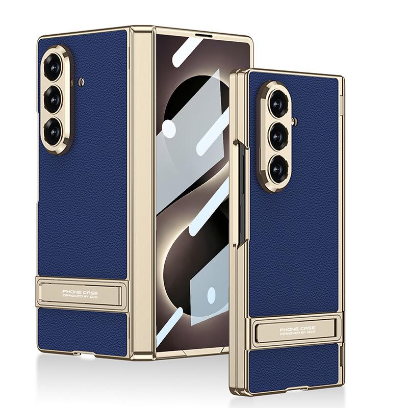 Samsung Z Fold8Ultra Mobile Phone Case Magnetic Hinge Electroplated Triumph Leather Bracket Light Luxury Protective Case
