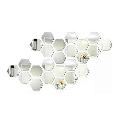 24 STÜCKE Sechseck Spiegel Wandaufkleber Acryl Aufkleber Dekoration für Zuhause Wohnzimmer Schlafzimmer Dekor