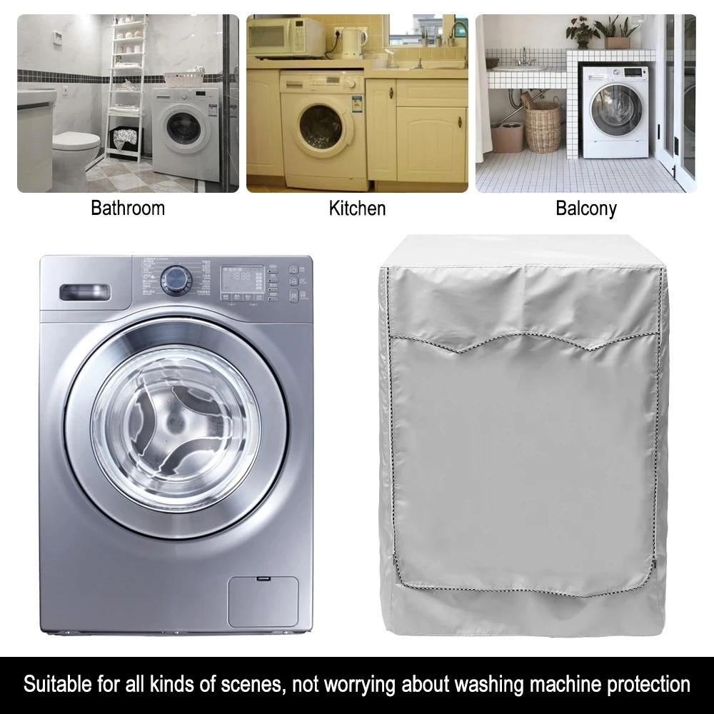 Drum Washing Machine Cover Waterproof Full Shading Sunscreen Roller Dust Proof Cover for Front Load Wash Dryer Protector
