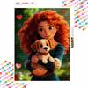 Disney Diamond Painting Kit Unframed Merida Puppy Classic Style Home Decor Craft, Perfect Gift Idea