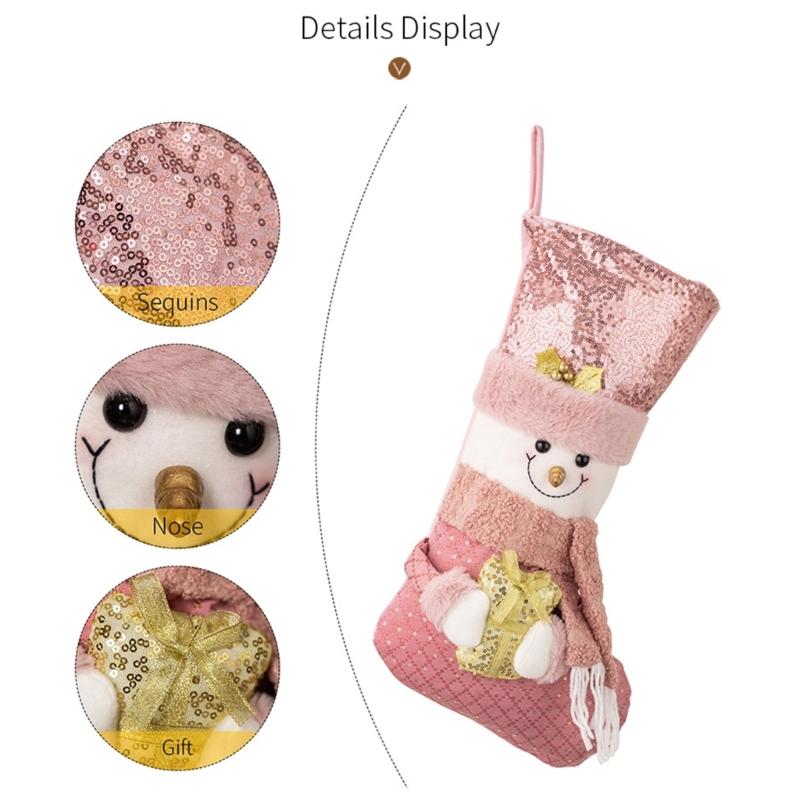 Soft Pink Sequins Christmas Stocking European Pink Shimmering Christmas Stocking Soft Stocking For Tree Decors