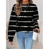 Womens Casual Striped Print Hoodie-Free Sweatshirt Loose Fit Round Neck Long Sleeve Top 2025