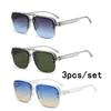3Pcs/set Vintage Square Sunglasses Women Men Rectangle Sun Glasses Female Oval Eyewear  for Male Female Eyeglasses