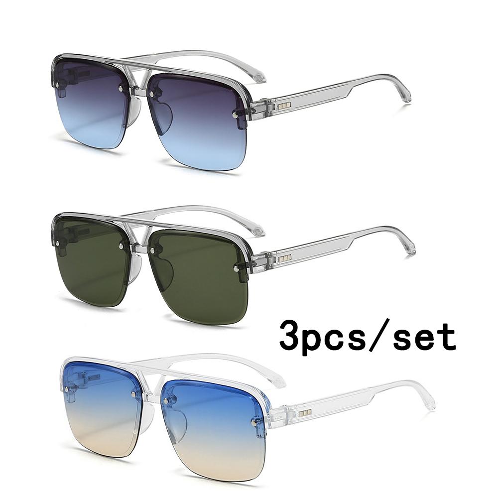 3Pcs/set Vintage Square Sunglasses Women Men Rectangle Sun Glasses Female Oval Eyewear for Male Female Eyeglasses