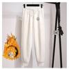 Pantalones de chándal cálidos de invierno para mujer, pantalones largos gruesos forrados sueltos casuales con cordón