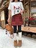 Rainbow Korean-Style Pleated Plaid Wool A-Line Skirt for Women - Winter Fashion