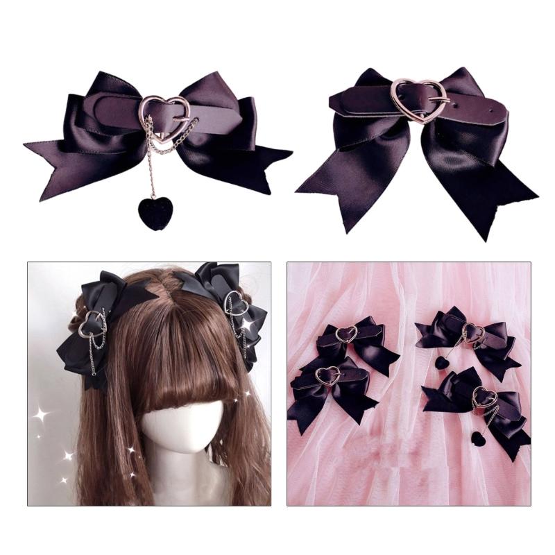 2PCS Harajuku Bowknot Hair Clip Ponytail Bangs Travel Hairpins Lovely Hair Clip