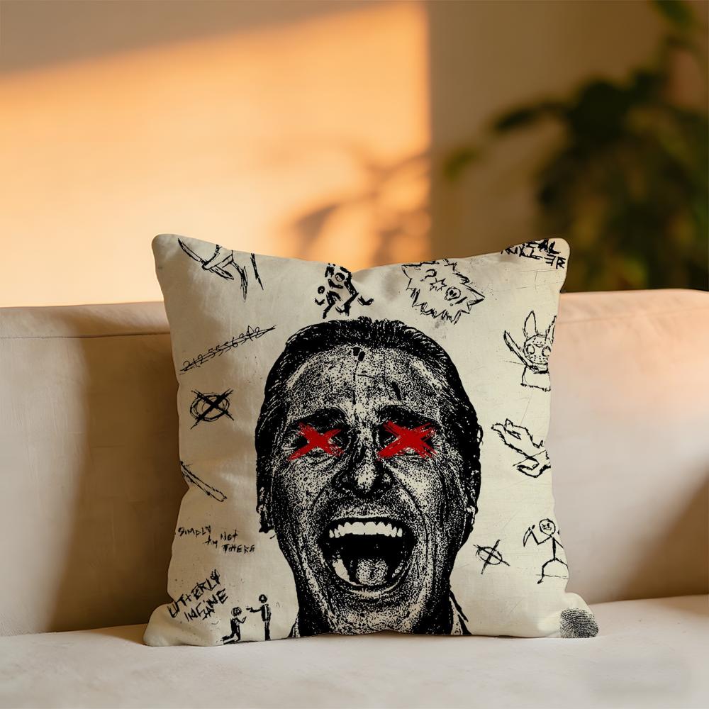 American Psycho Cushion Cover Cozy Velvet Throw PillowSoft Warm Cushion For Sofa Bed