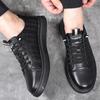Echte schwarze Sneakers Herrenschuhe Trendy Schuhe Frühling Neue Kopfschicht Rindsleder Bedruckte Freizeitschuhe aus Leder Herrenschuhe