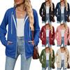 Women S Long Sleeve Hooded Sweatshirt With Zipper Pockets Casual Top
