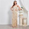New women's sleeveless sexy banquet suspender long dress new party fringed dress