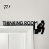 Funny Restroom Decor Bathroom Door Sign, Thinking Room Metal Wall Art with Humorous Quotes, Self-Adhesive Home Accents Toilet Sign for Restroom,