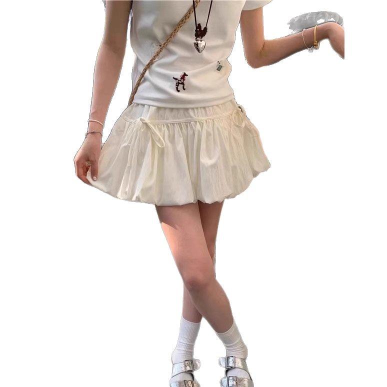 Women's Summer White Fluffy Cake Skirt - Lantern Style