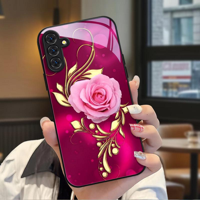 Fashion Printed Tempered Glass Phone Case Suitable for Samsung Galaxy S26 S25 S24 S23 S22 S20 FE Ultra Plus Anti Drop Back Cover