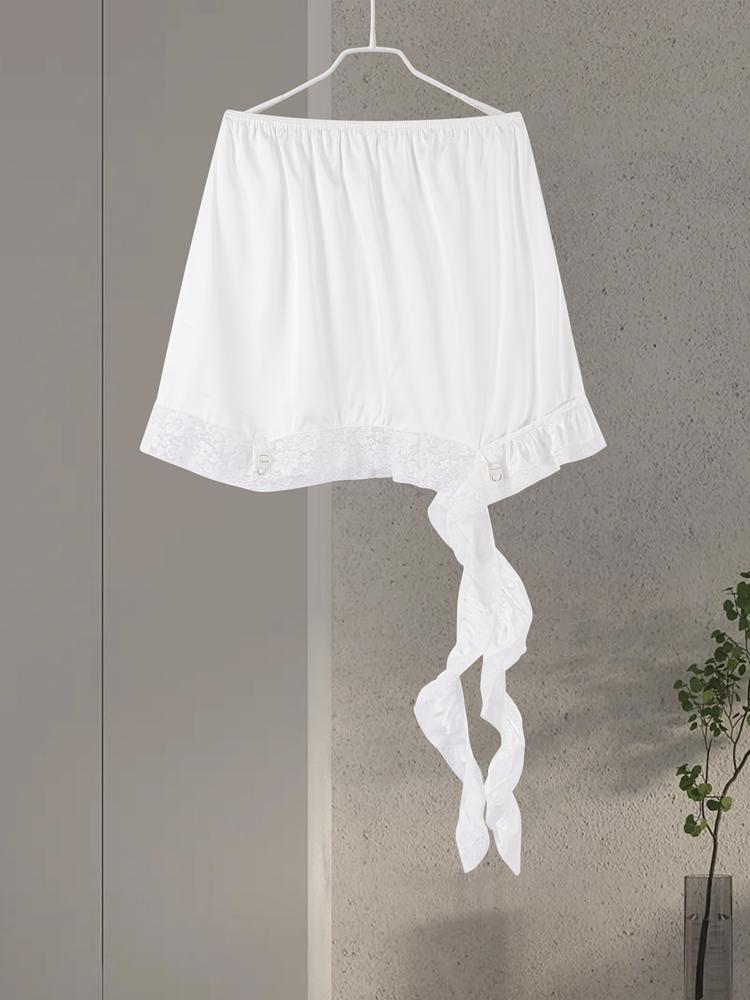 

Женская асимметричная короткая юбка с кружевом в виде лепестков лотоса, женская модная универсальная подъюбник, новая модель 2026 S белый