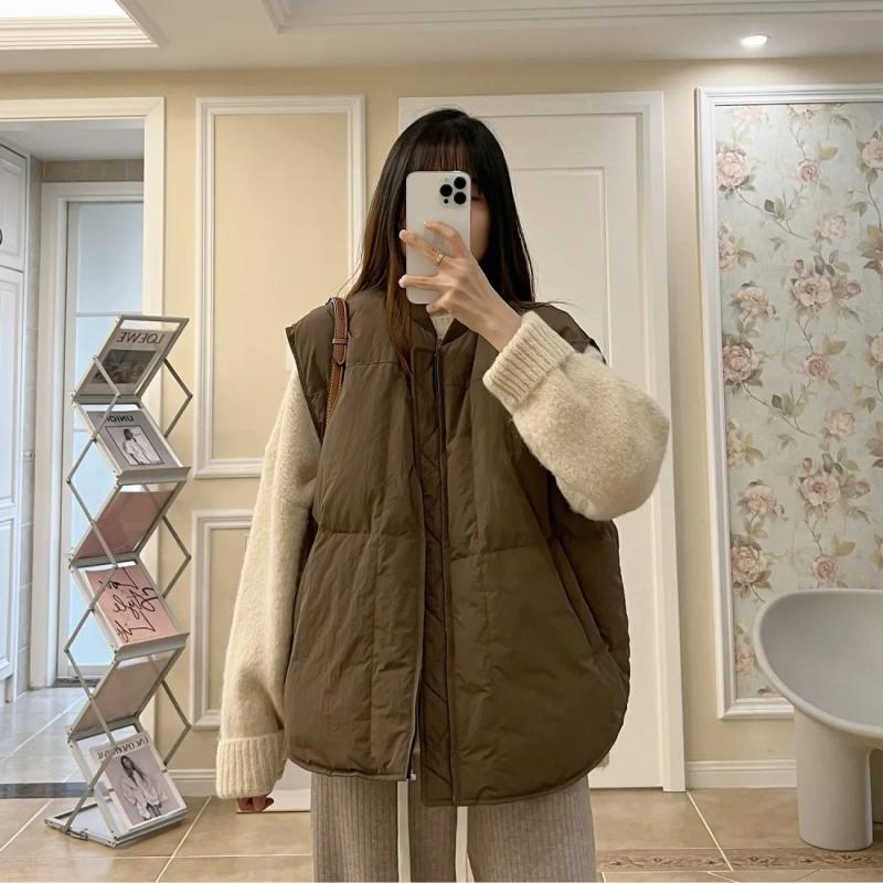 Plus Fat Sister Loose Short Cotton Vest Fashion Baseball Collar Solid Color All-match Vest Shoulder