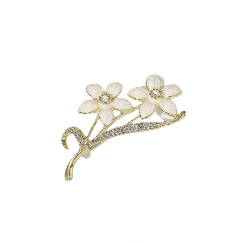 1Pc DIY Enamel Brooch Rhinestone Collar Lapel Pin Elegant Flower Brooch